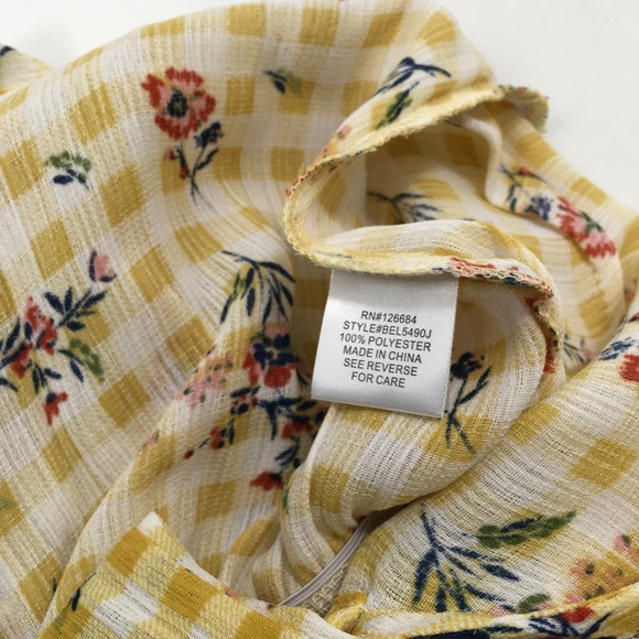 Parc & Lex | Yellow Shorts Romper Floral Gingham - Picture 4 of 7